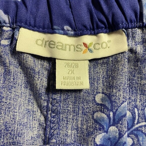 Dreams Co Dress Women's Plus 2X Hawaiian Mumu Nightgown Blue Floral Aloha Summer - Picture 3 of 11